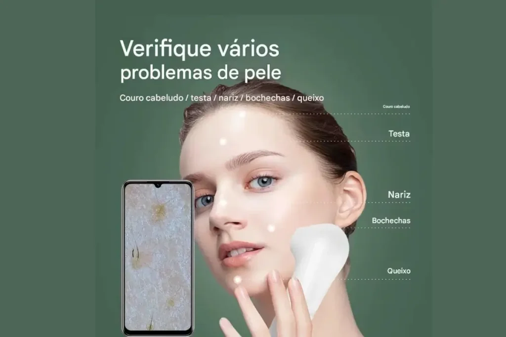 Aplicativo de análise de pele com inteligência artificial no celular