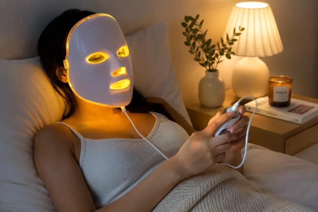 Máscara de led facial fototerapia uso noturno