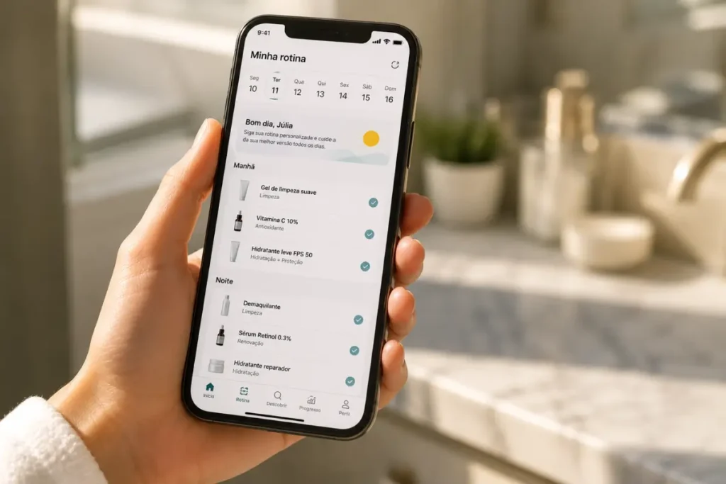Rotina de skincare personalizada por inteligência artificial aplicativo