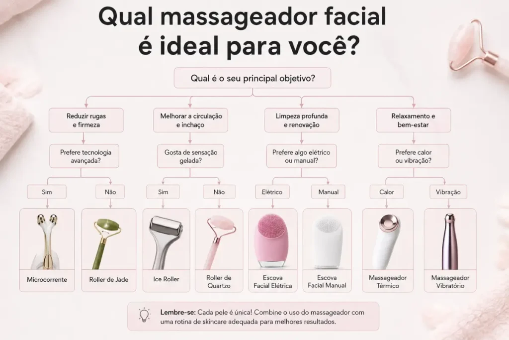 Comparativo entre tipos de massageador facial