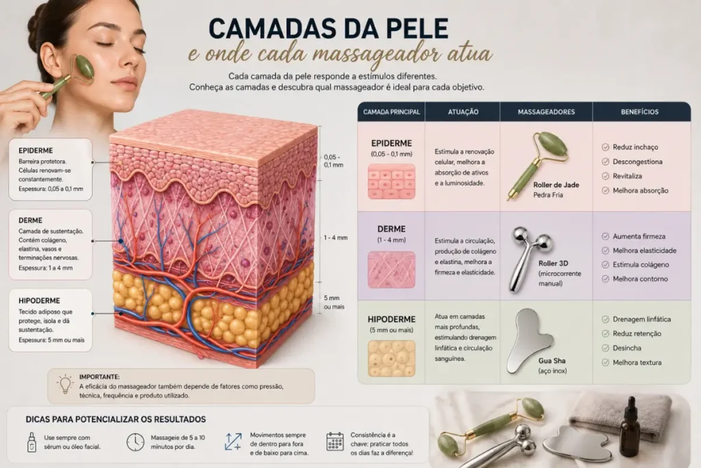 Massageador Facial:  Como a pele e os tecidos faciais respondem à massagem