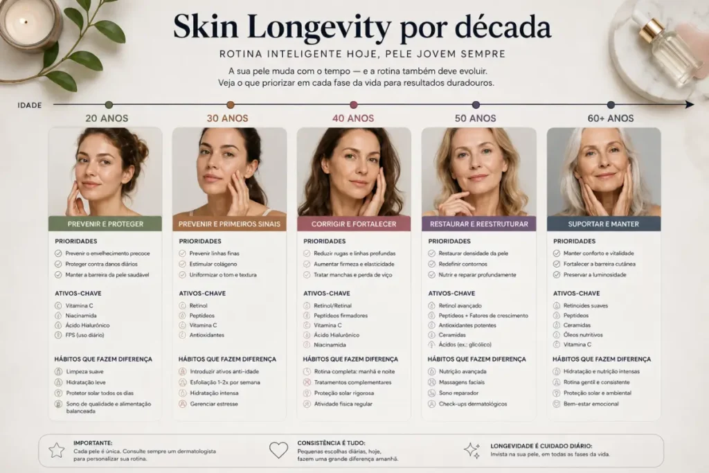 Rotina prática de Skin Longevity, passo a passo
